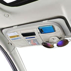 Da by Car Visor Organier Truck SUV Sun Visor Storage Pocket PU Leather Pouch Holder with Multi-Pocket Double Zipper Net Pocket, for Cards Pens Sunglasses Document (Cream Grey)