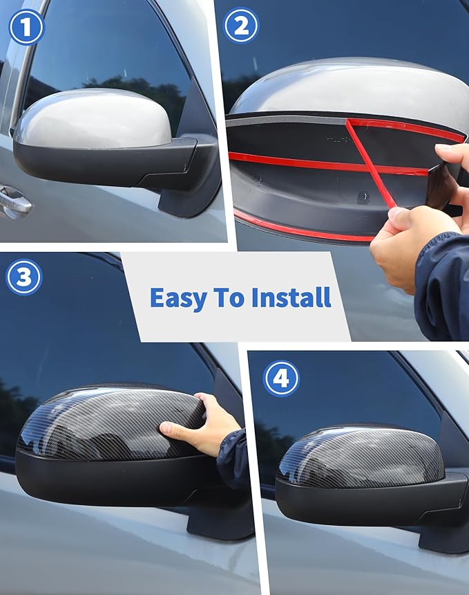 Carbon fiber Side View Mirror Covers Caps Top Half Fit for 2007 2008 2009 2010 2011 2012 2013 2014 Chevrolet Silverado Tahoe Suburban Avalanche, GMC Sierra Yukon Cadillac Escalade