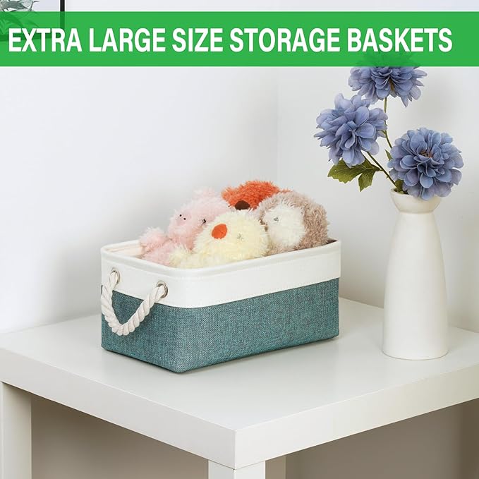 Bidtakay Small Storage Baskets for Shelves 3 Pack Fabric Storage Bins for Organizing Linen Collapsible Organizer for Closet-D