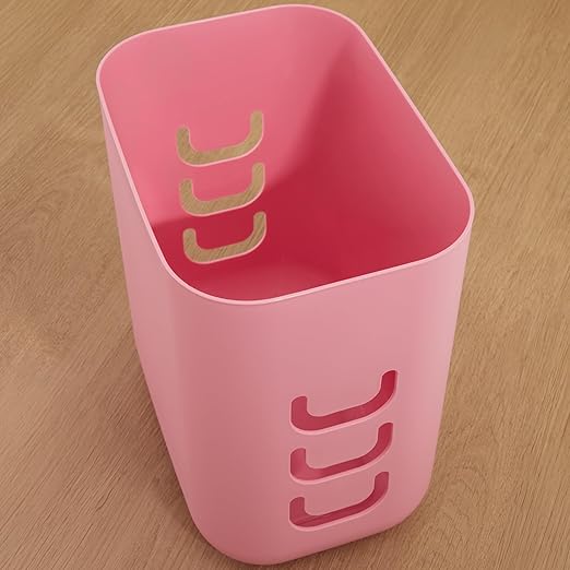 STORi Luup Bathroom Wastebasket, Secure Grocery Bags, Plastic Garbage Container for Vanity, Laundry Room, Kitchen, Office, 2.5 Gallon, Pink, Made in USA