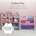 Humble Crew 9-Bin Toy Organizer – Forever Natural White/Pink/Purple/Aqua Plastic Bins, 3-Tier Storage Solution for Kids' Play