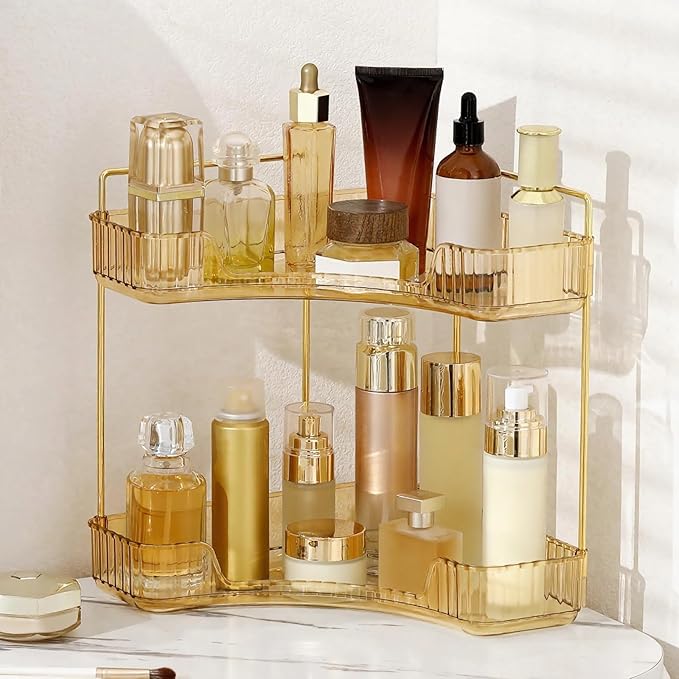 INVSSENE Corner Bathroom Countertop Organizer, Vanity Organizer Trays for Counter, Makeup Organizers, Perfume Tray, Skincare 