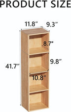 4 Cube Storage Organizer,Wooden 4-Tier Open Shelf Bookshelf,Versatile Storage Cubes for Living Room，Bedroom,Home Office (Oak,
