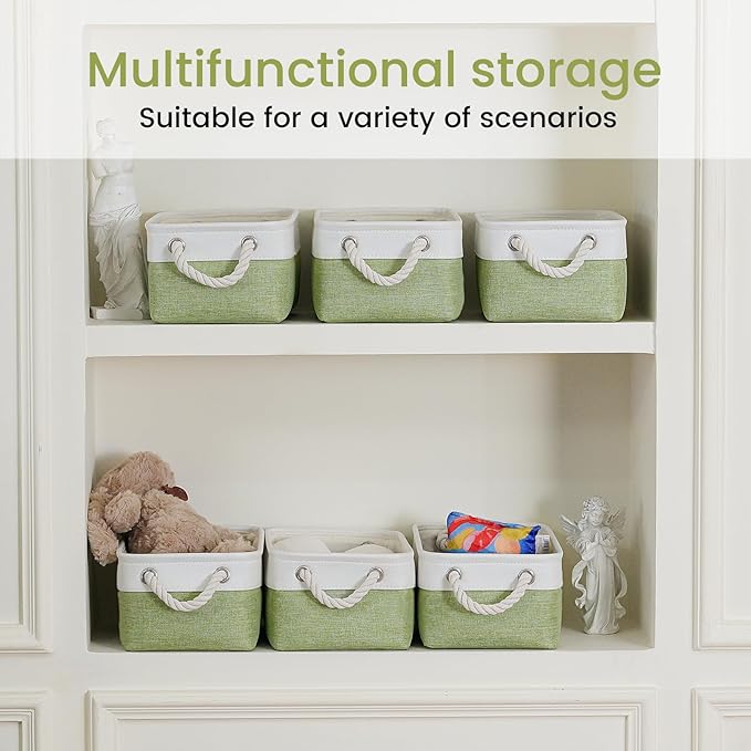 Storage Baskets for Shelves 11.8x7.9x5.2 Inch, Foldable Fabric Storage Bins with Handles, Small Storage Baskets for Organizin