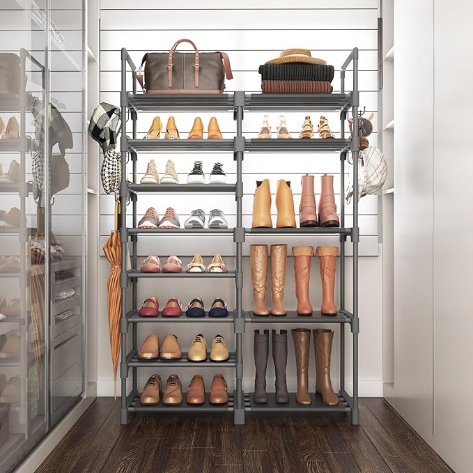 ROJASOP Shoe Rack, Shoe Storage Organizer for Closet Entryway Garage Bedroom, 8 Tier Tall Metal Shoe Shelf for 26-32 Pairs Bo