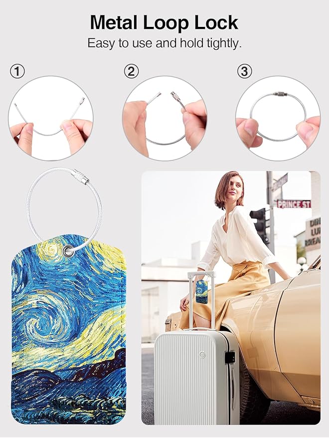 TopMade Smart Luggage Tag with Find My, Premium Leather Luggage Tags for Suitcase, Travel Bags, Backpacks, Anti-Lost Suitcase