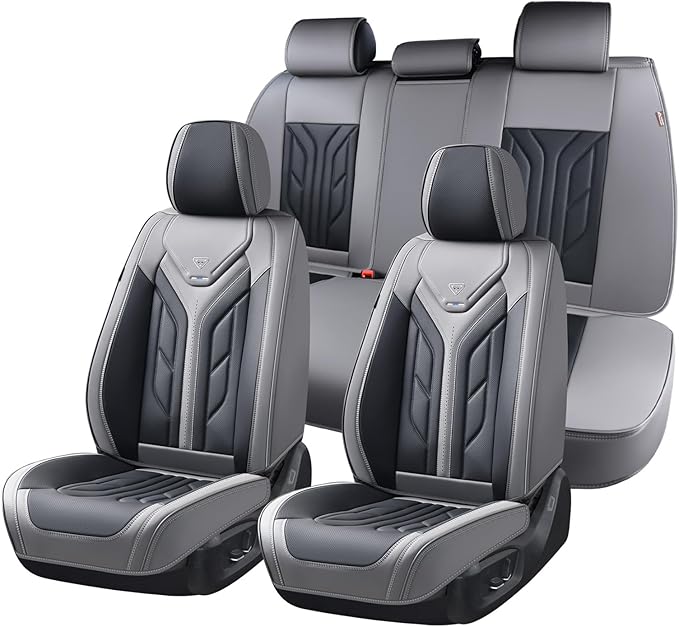 Coverado Car Seat Covers Full Set, Automotive Seat Covers Car Seat Protector Car Seat Cushion, Waterproof Leather Seat Covers