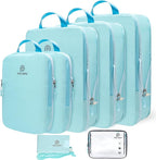 PFEYRPK Lightweight Compression Packing Cubes for Suitcases, Compressible Expandable Travel Packing Organizer with Clear Toil