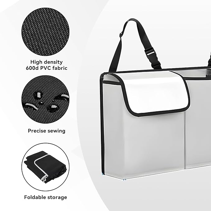 Car Trunk Organizer, Waterproof Collapsible Cargo Bag with 4 Pockets,Backseat Hanging Large Storage with Adjustable Straps, St