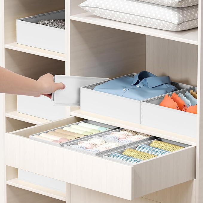 DIMJ Drawer Organizer Clothes - 18 Pack Baby Dresser Organizer for Nursery, Foldable Drawer Organizer Bins for Closet Bedroom