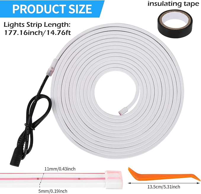 HOLDCY Car LED Strip Lights - Trunk Cargo Ambient Lighting, White 6000K, 177.16 inches Flexible Cuttable LED Light Strip, Easy Install, Waterproof, Universal Fit for Car Trunks, SUVs, and Vans