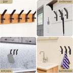 RTZEN Wall Mount Hook Set - Wrought Iron Decorative Rustic Metal Coat Hooks for Hanging - Handcrafted Classic Farmhouse Wall 