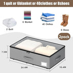 Under Bed Storage with Wheels, No Assemble Required 7.5 inches height Under Bed Storage bins,Large capacity Rolling Underbed 