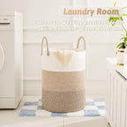 Artfeel Laundry Basket,Woven Cotton Rope Laundry Hamper,60L for Decorative Storage of Dirty Clothes,Toys and Blankets in Bath