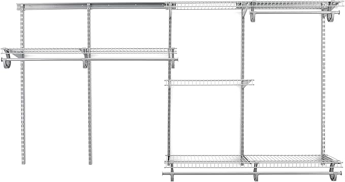 ClosetMaid ShelfTrack Wire Closet Organizer System, Adjustable from 5 to 8 Ft., With Shelves, Clothes Rods, Hardware, Durable