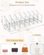 SURETIVIAN Rose Purse Dividers for Closet, 2 Pack Clear Clutch Purse Closet Organizers, Adjustable Handbag Storage Organizers
