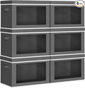 Homsorout Collapsible Storage Bins with Lids - Stackable Storage Containers with Window, 6 Pack Fabric Cube Bins for Closet, 