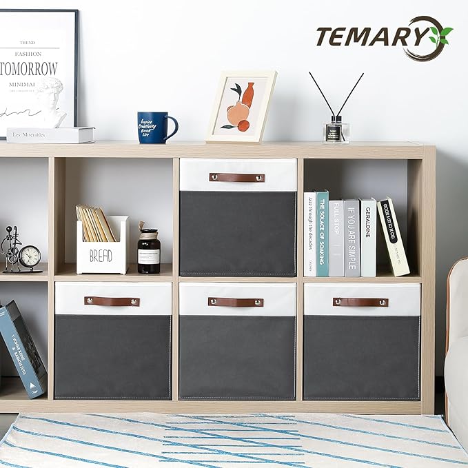 Temary Cube Storage Bins 4Pack Foldable Cube Baskets for Clothes Shelf Storage Basket with Handles, Storage Box Fabric Storag