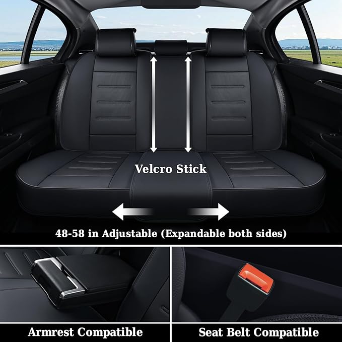 Coverado Car Seat Covers, Front Covers for Cars, Car Seat Cover Front Seats, Car Seat Protector Waterproof, Leather Car Seat 