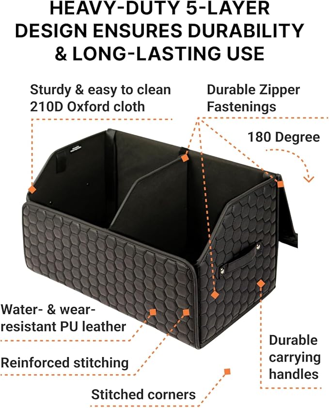 Owleys Car Storage Organizer Bundle - Two Foldable Crates For Groceries, Gear & Trips - Durable SUV And Truck Storage Set -