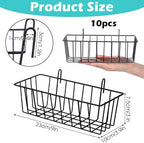 10 PCS Hanging Wire Baskets for Organizing - Hanging Metal Basket Storage with Wall Grid Panel, Rust-Resistant Iron for Kitch