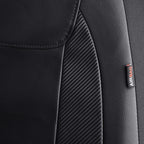 Flying Banner car seat Covers Protects Water Proof Faux Leather Carbon Fiber Front and Rear Bench (Black Black, Full Set - 9P