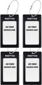 Luggage Tags Metal Suitcase Tags Travel Bag ID Identifier Luggage Tag (Black 4Pack)