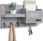 Lwenki Mail Organizer for Wall Mount – Key Holder with Shelf Includes Letter Holder and Hooks for Hallway Farmhouse Decor – R