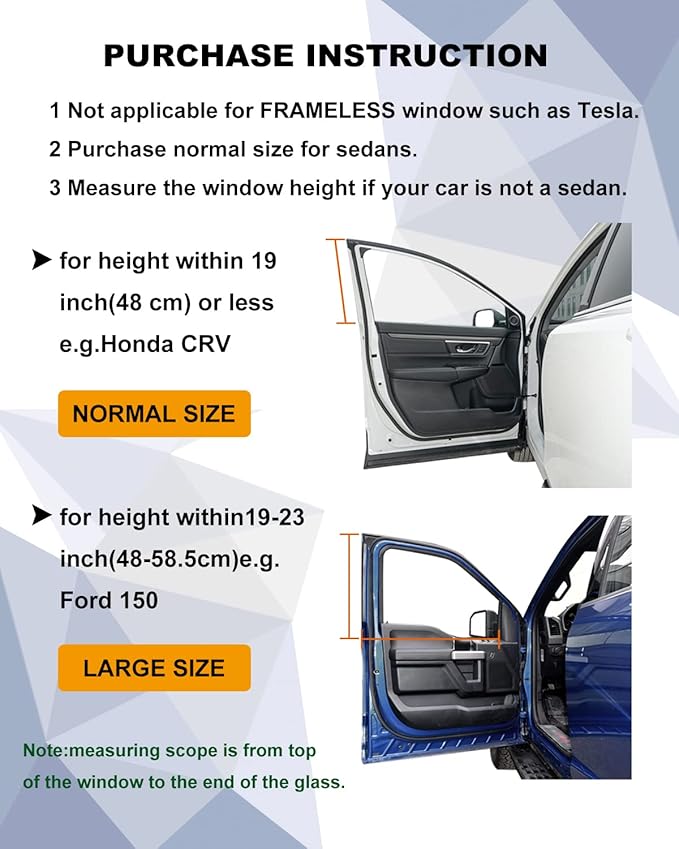 2 Pack Universal Car Window Screen for Camping Car Driver Side Window Sun Shade-Fit Most Large SUVs,Pickups, Trucks,Minivans