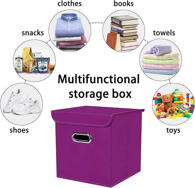 Closet Organizers Fabric Storage Bins With Lids Collapsible Cube Storage Organizer Basket With Handles,Storage Boxes for Clot