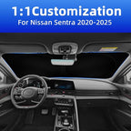 Side Window Sunshades Intended for Nissan Sentra 2020-2025, Front Window Shades Custom Fit Sentra, Foldable Car Sun Shield with Steering Wheel Sunshade to Block UV Keep Car Cool