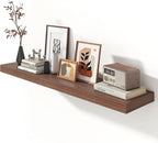 12 Inch Deep Floating Shelves | 55 Inch Walnut Floating Shelves | 55" W x 12" D Rustic Wood Shelves for Wall | Deep Walnut Sh