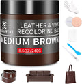 Leather Recoloring Balm,8.5oz Leather Color Restorer,Medium Brown Leather Repair kit for Furniture and Car Interior,Leather C