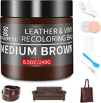 Leather Recoloring Balm,8.5oz Leather Color Restorer,Medium Brown Leather Repair kit for Furniture and Car Interior,Leather C