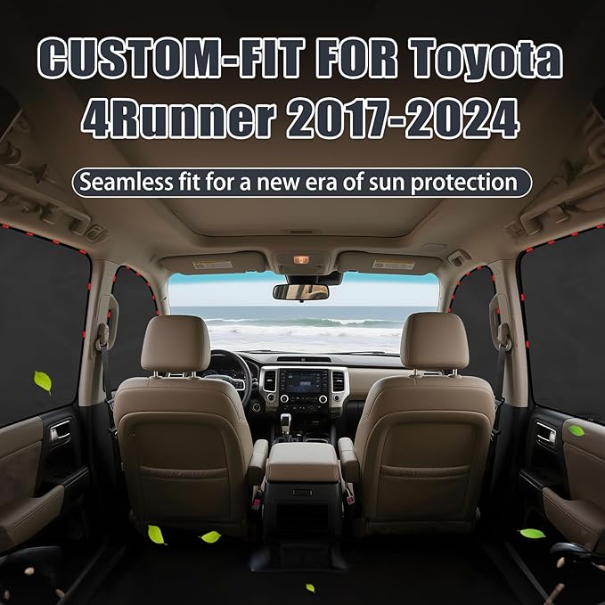 ZATOOTO Car Window Shades for Toyota 4Runner 2017-2024, 4 Pcs Magnetic Car Window Covers - 100% Block Light Privacy Curtains, Side Window Sun Shade for Baby Breastfeeding, Sleeping, Camping