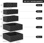 Posprica Small Baskets for Organizing(7 Set) Woven Storage for Shelves, Bathroom, Decorative Closet Organizer, Dresser Bins, 