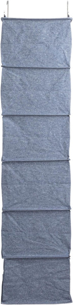 Household Essentials Hanging Cotton Blend Closet Organizer with 6 Storage Shelves, Denim