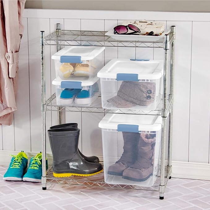 Sterilite 6-Pack Latching Box, Under Bed Storage Bins with Lids, Clear Plastic, 25 Quart - Heavy-Duty Organizing Containers f