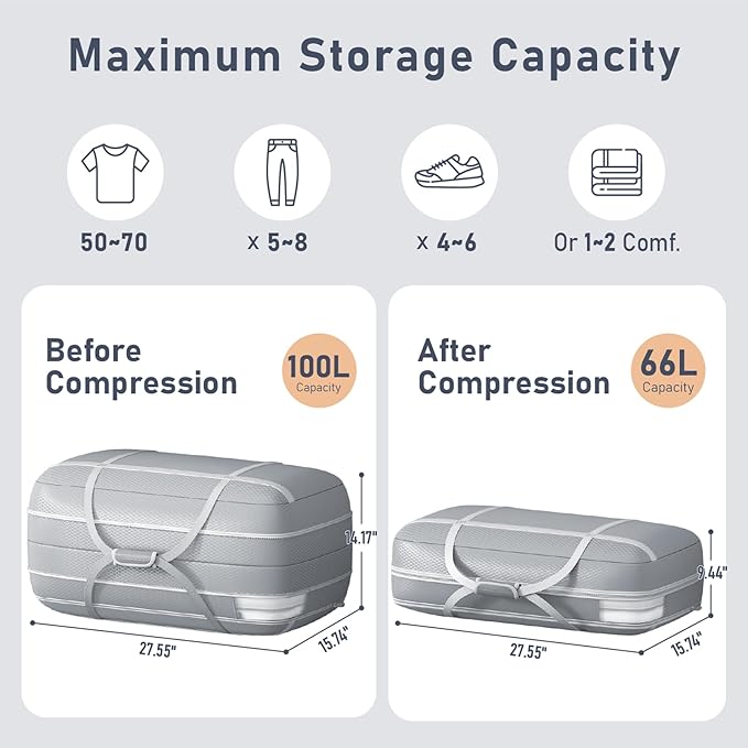 DIMJ Compression Moving Bags - Extra Large Heavy Duty Comforter Storage Bag with Window, Packing Totes With Strong Handles & 