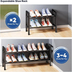 Abiglifty 2-Tier Expandable Shoe Rack,17"-33" Adjustable Shoe Rack for Closet,Metal Shoes Shelves for Front Door Entrance, Ga
