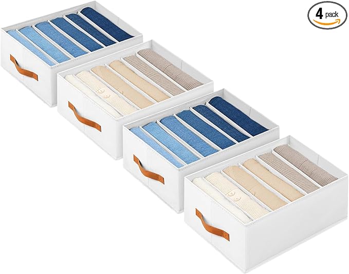 Homsorout Closet Organizers and Storage - Fabric Clothes Organizer with Handles, Foldable Jeans Organizer for Clothes, Drawer