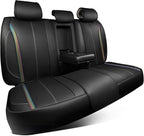 CAR PASS Back Seat Covers, Nappa Leather Rear Seat Bench Cushion Waterproof Breathable Back Row Protector Universal Fit for C