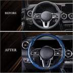 Aimato Car Steering Wheel Cover Carbon Fiber, Ultra-Thin Car Steering Wheel Cover,Comfortable & Breathable Microfiber,Universal Fit for Most Cars, Bright Blue