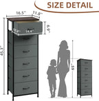 Somdot Tall Dresser for Bedroom with 6 Drawers, Storage Organizer Chest of Drawers with Removable Fabric Bins for Closet Beds