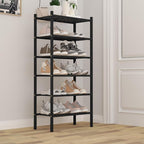 ROMGUAR CRAFT 6-Tier Bamboo Small Shoe Rack, Free Standing Wood Shoe Shelf Storage Organizer for Closet Entryway Stackable (B