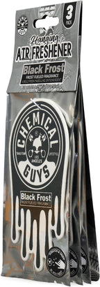 Chemical Guys Car Fresheners, Hanging Air Freshener, Black Frost Scent 12 Pack, Great for Cars, Trucks, SUVs, RVs, Home, Gara