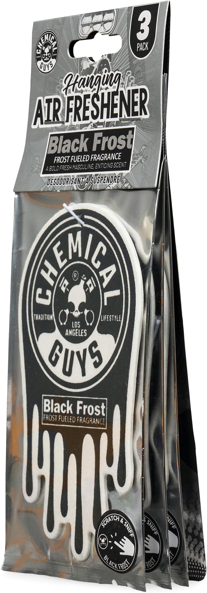 Chemical Guys Car Fresheners, Hanging Air Freshener, Black Frost Scent 12 Pack, Great for Cars, Trucks, SUVs, RVs, Home, Gara