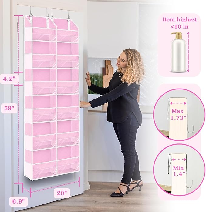 Over The Door Organizer 6 Tiers, Extra Large Behind Door Storage of 12 Compartments, 80 lbs Weight Capacity Hanging Storage O