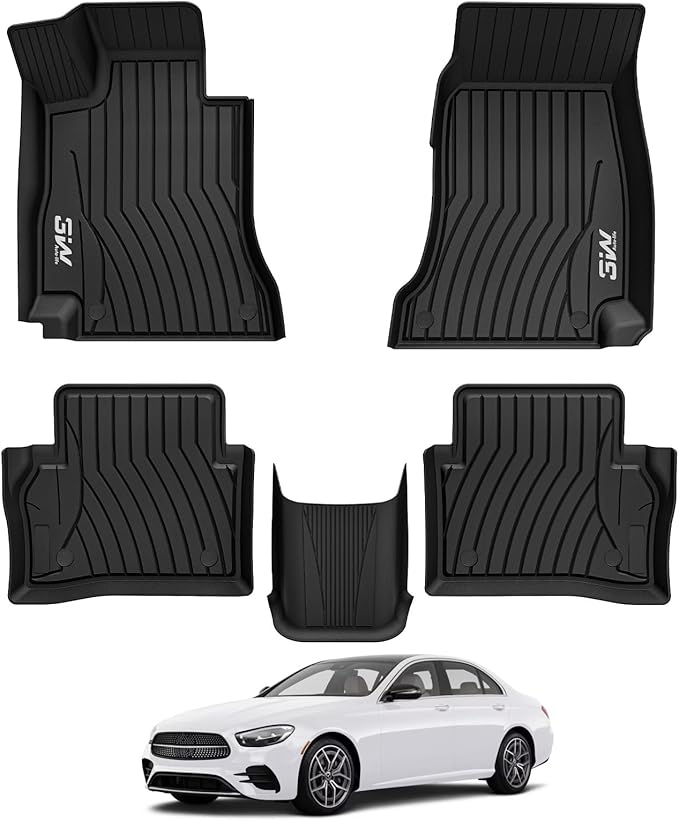 3W Floor Mats for Benz E-Class 2017-2023 Sedan & Wagon Only, E300/E350/E400/E43 AMG/E450/E53 AMG/E550/E63 AMG S TPE All Weather Floor Liner, 1st&2nd Row Full Set Car Liners Black