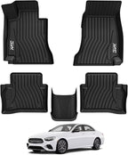 3W Floor Mats for Benz E-Class 2017-2023 Sedan & Wagon Only, E300/E350/E400/E43 AMG/E450/E53 AMG/E550/E63 AMG S TPE All Weather Floor Liner, 1st&2nd Row Full Set Car Liners Black